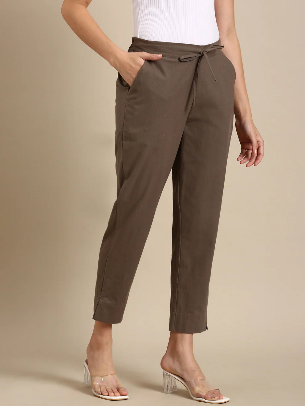 Premium Cotton Classic Fit Pants (Light Grey)