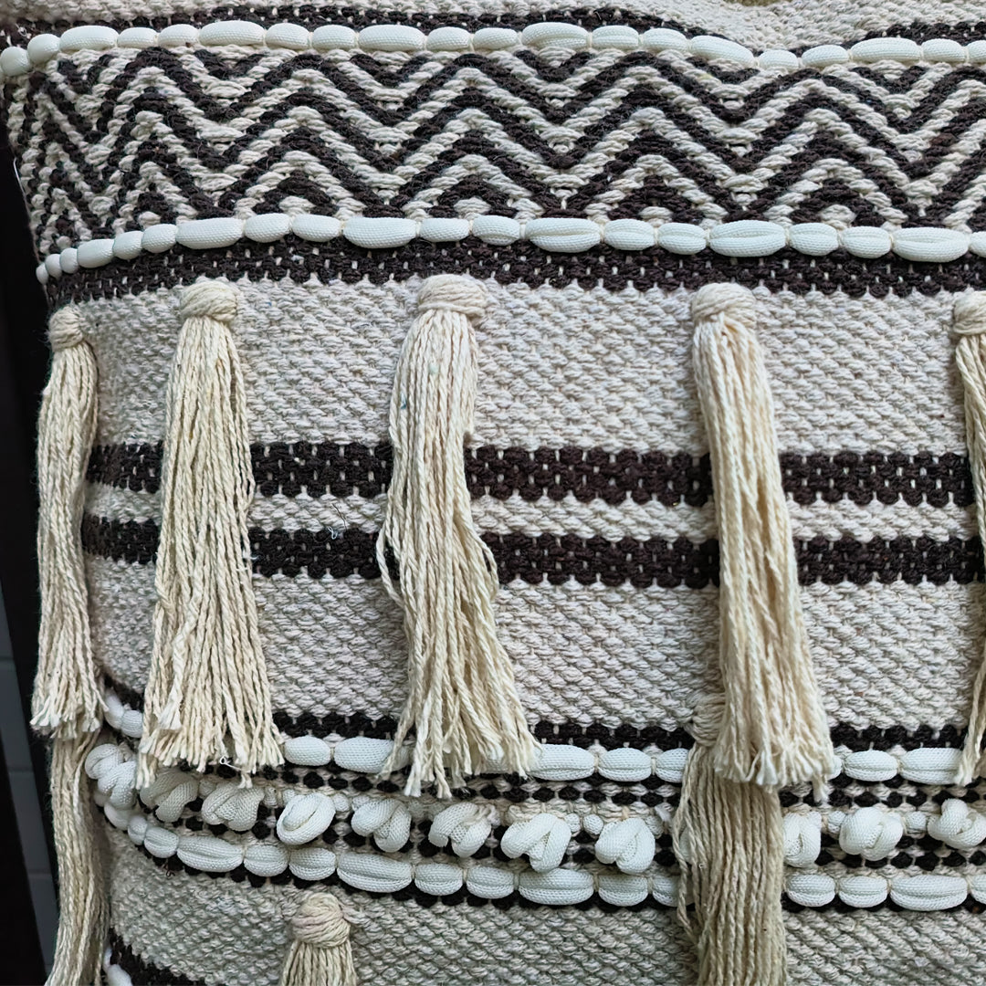 Handwoven Boho-Chic Shoulder Big Bag with Fringe Detailing Brown