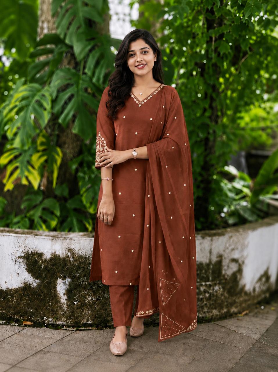 Elegant Russian Silk Salwar Suit