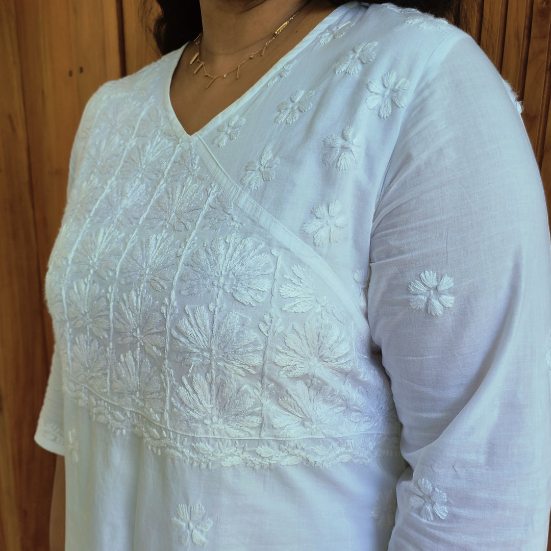Lucknow Handmade Chikankari Cotton kurti White