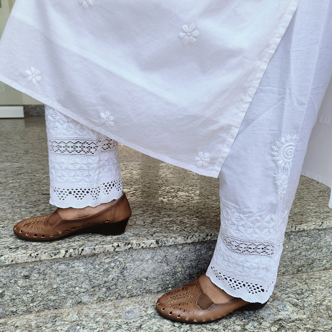 Lucknow Handmade Chikankari Cotton kurti White
