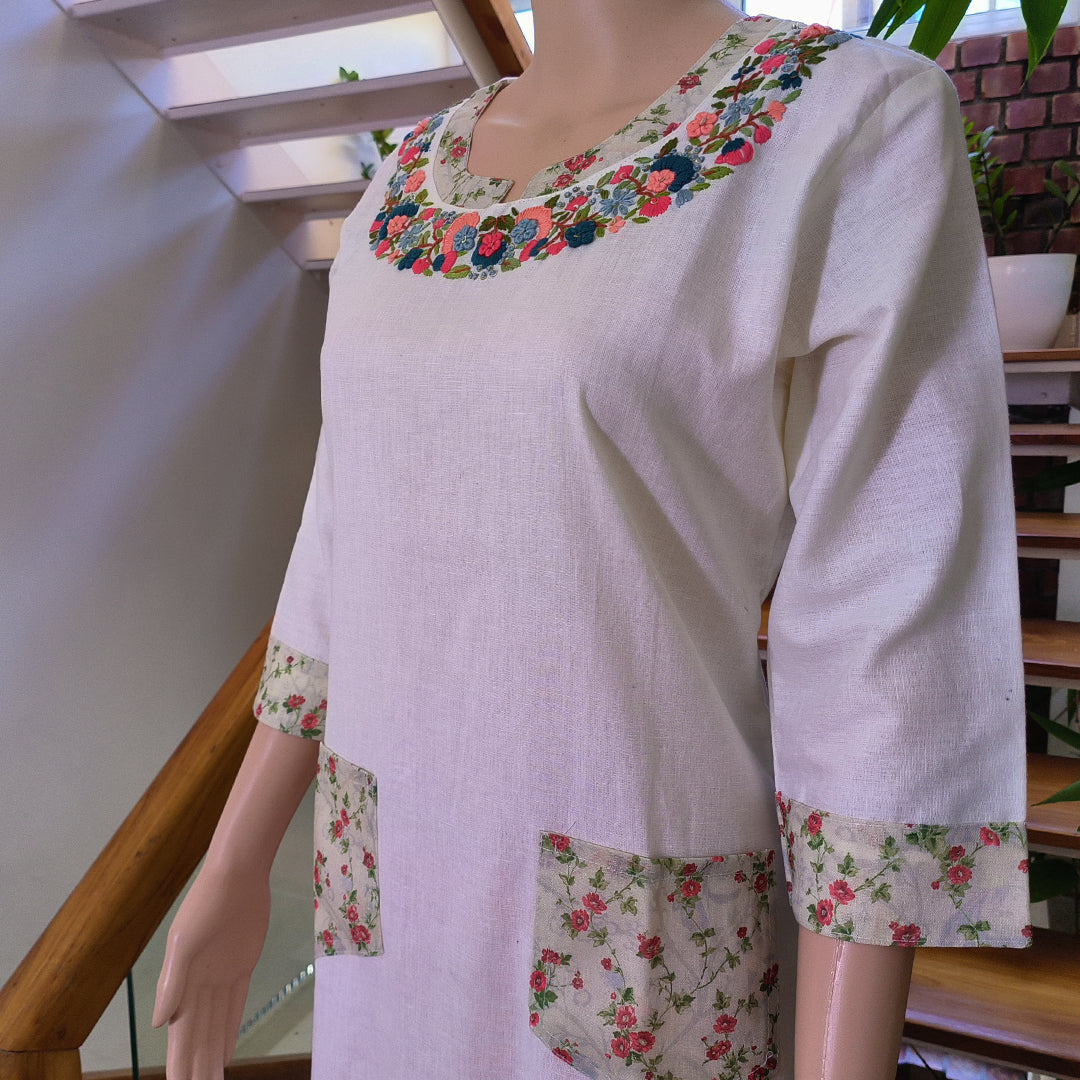 Pure Cotton Embroidered Kurti | Elegant Everyday Wear