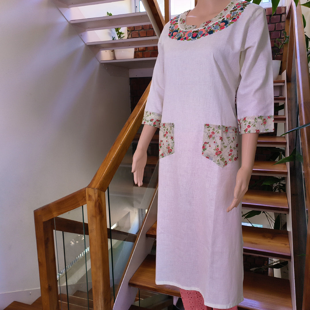 Pure Cotton Embroidered Kurti | Elegant Everyday Wear