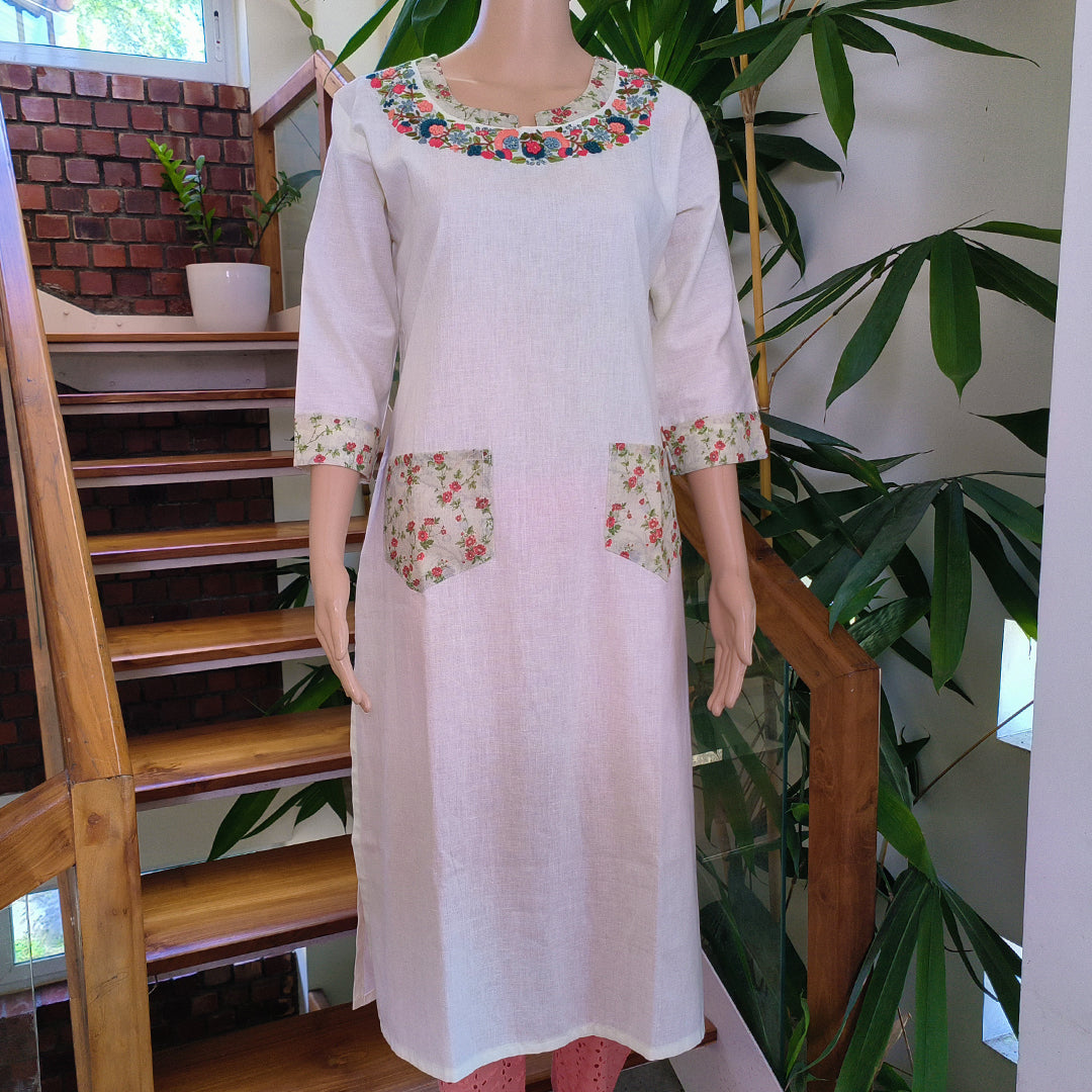 Pure Cotton Embroidered Kurti | Elegant Everyday Wear