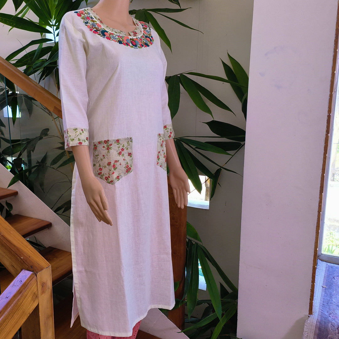 Pure Cotton Embroidered Kurti | Elegant Everyday Wear