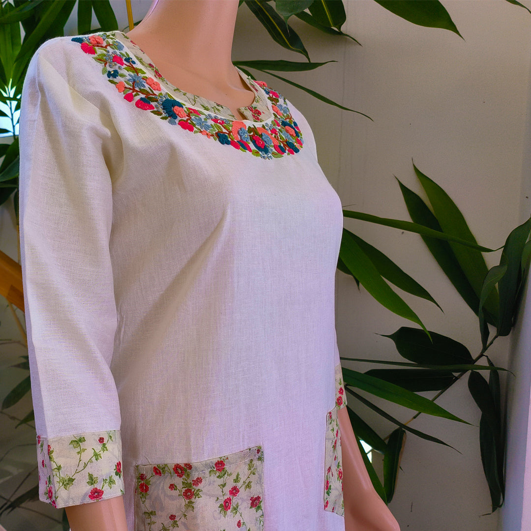 Pure Cotton Embroidered Kurti | Elegant Everyday Wear