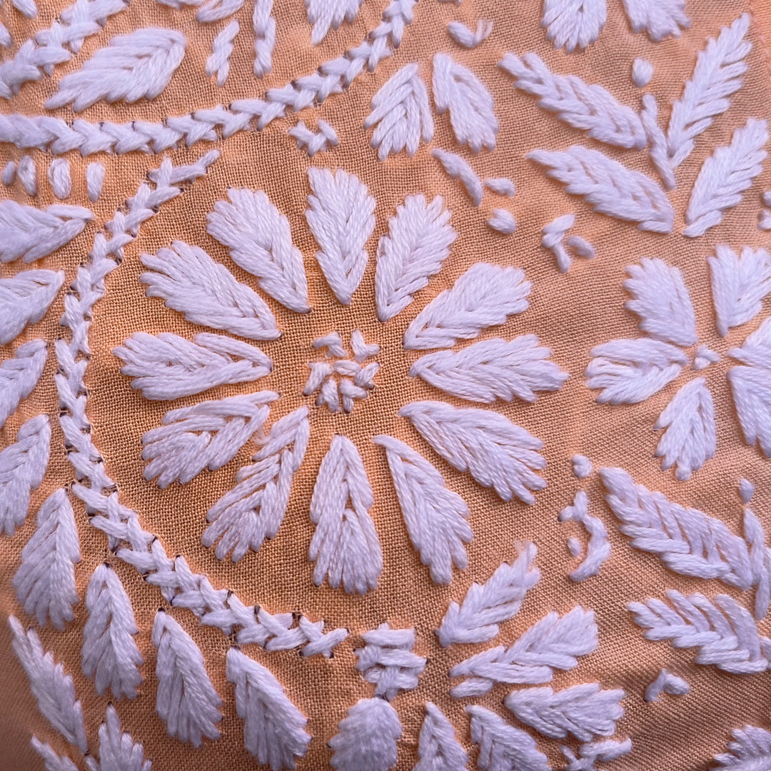 Hand-Chikankari Kurti — Imported Rayon Peach