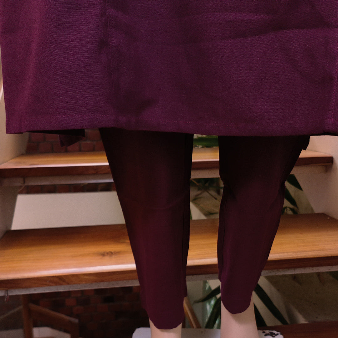 Elegant Maroon Kurta Set with Button Detailing