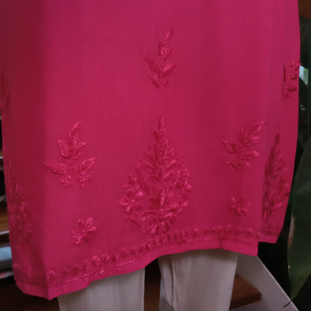 Elegant Rayon Chikankari Kurti rose Colour