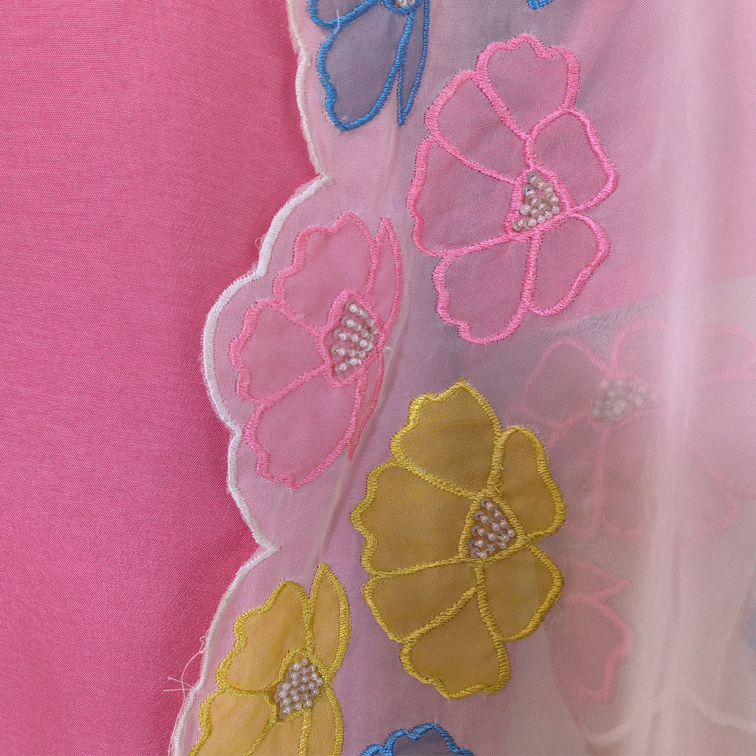 Elegant Pink Churidar Set with Floral Embroidered Sheer Dupatta