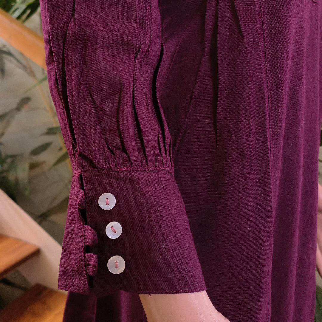 Elegant Maroon Kurta Set with Button Detailing