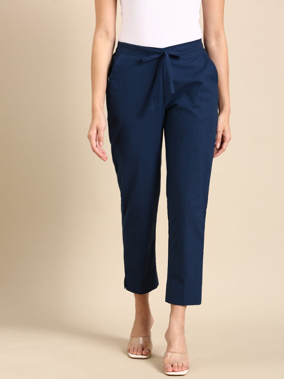 Premium Cotton Classic Fit Pants (Peacock Blue)