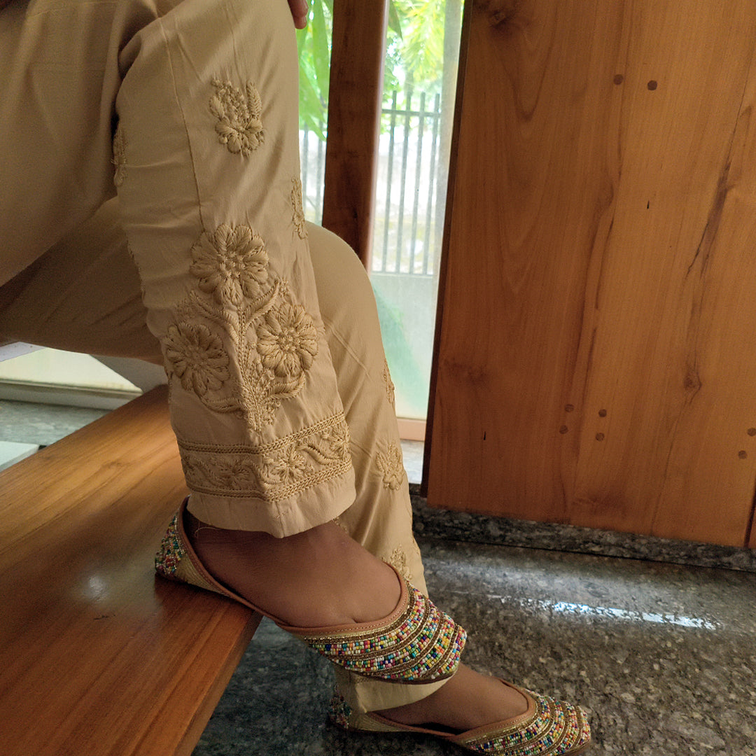 Classic Embroidered Chikku Pants – Elegant & Comfortable