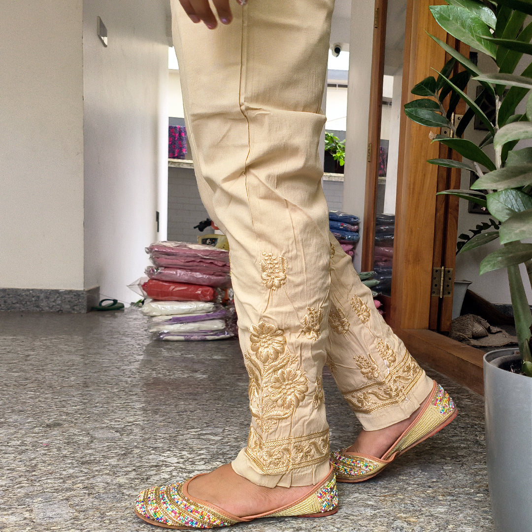 Classic Embroidered Chikku Pants – Elegant & Comfortable
