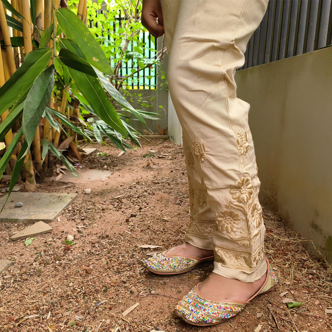 Classic Embroidered Chikku Pants – Elegant & Comfortable