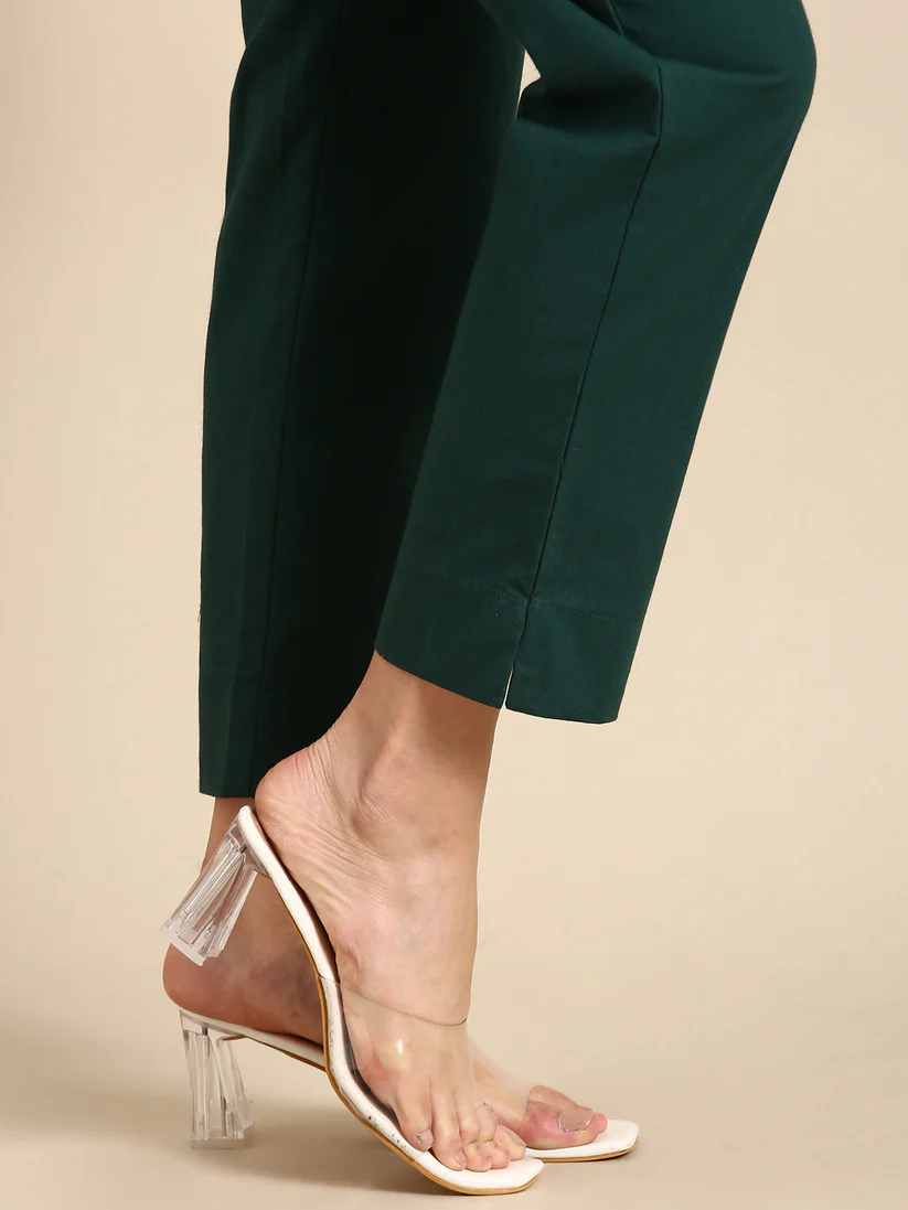 Premium Cotton Classic Fit Pants (Bottle Green)