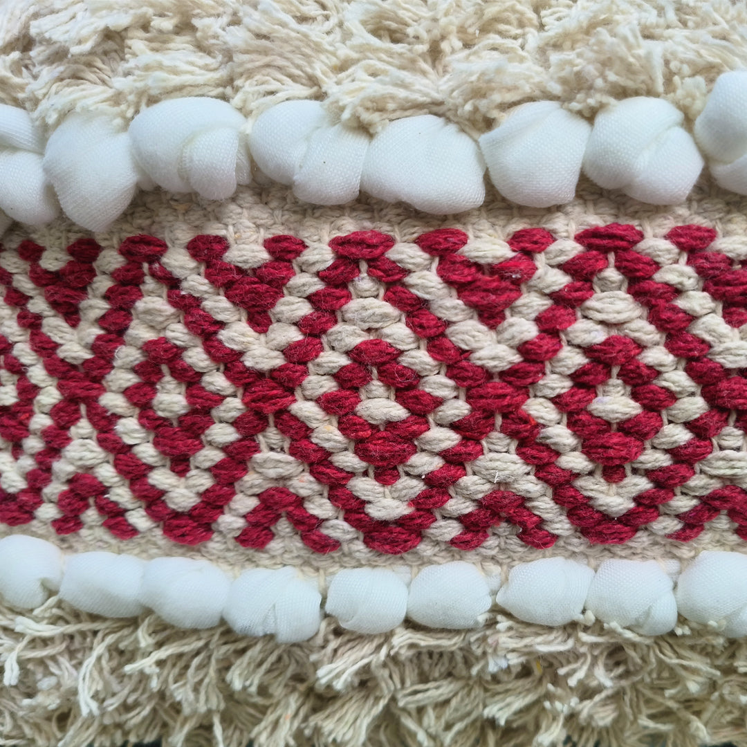 Handwoven Boho-Chic Shoulder Small Bag with Fringe Detailing Red
