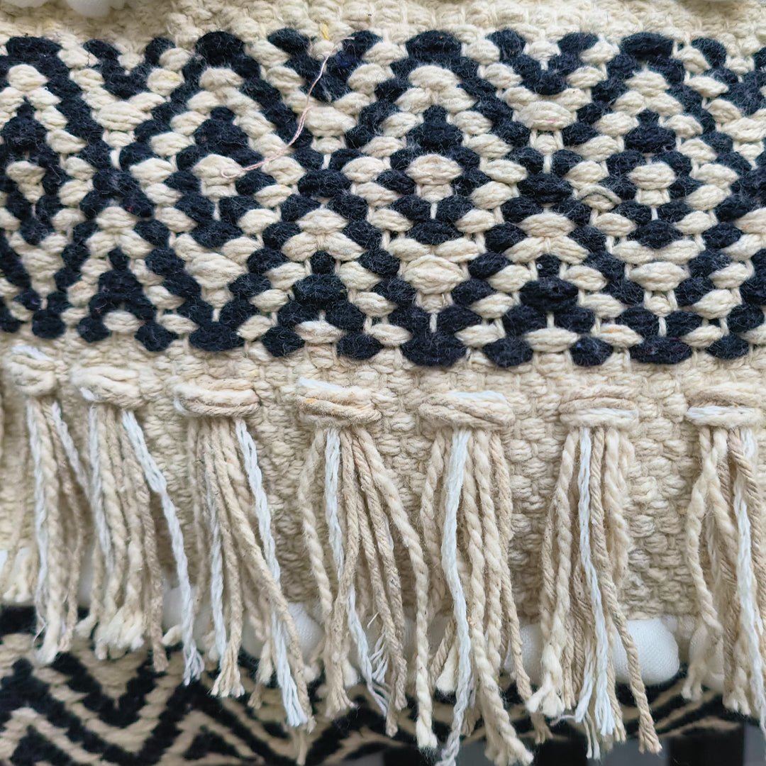 Handwoven Boho-Chic Shoulder Small Bag with Fringe Detailing Black