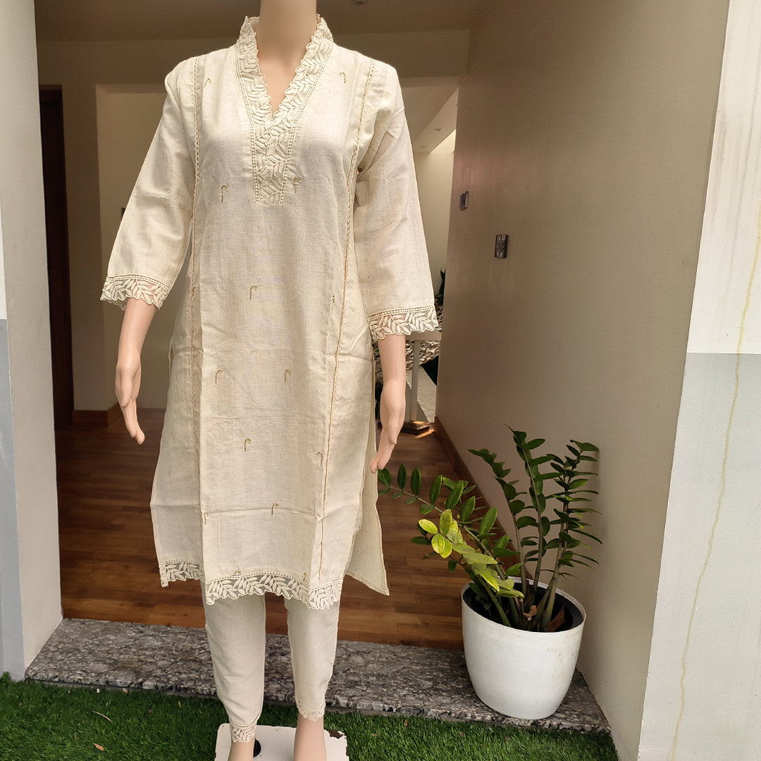 Khadi Cotton Co-ord Set with Sequence Work (2-piece)