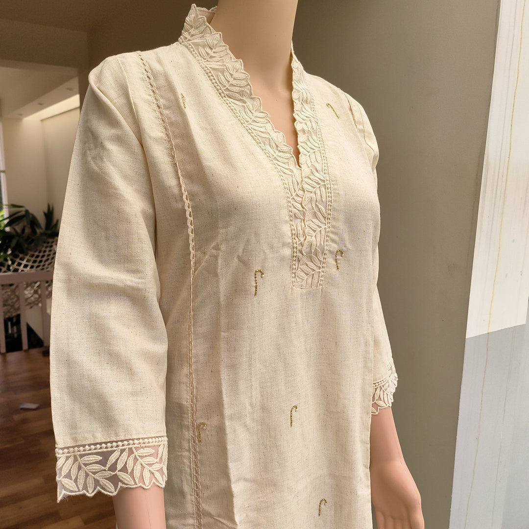 Khadi Cotton Co-ord Set with Sequence Work (2-piece)