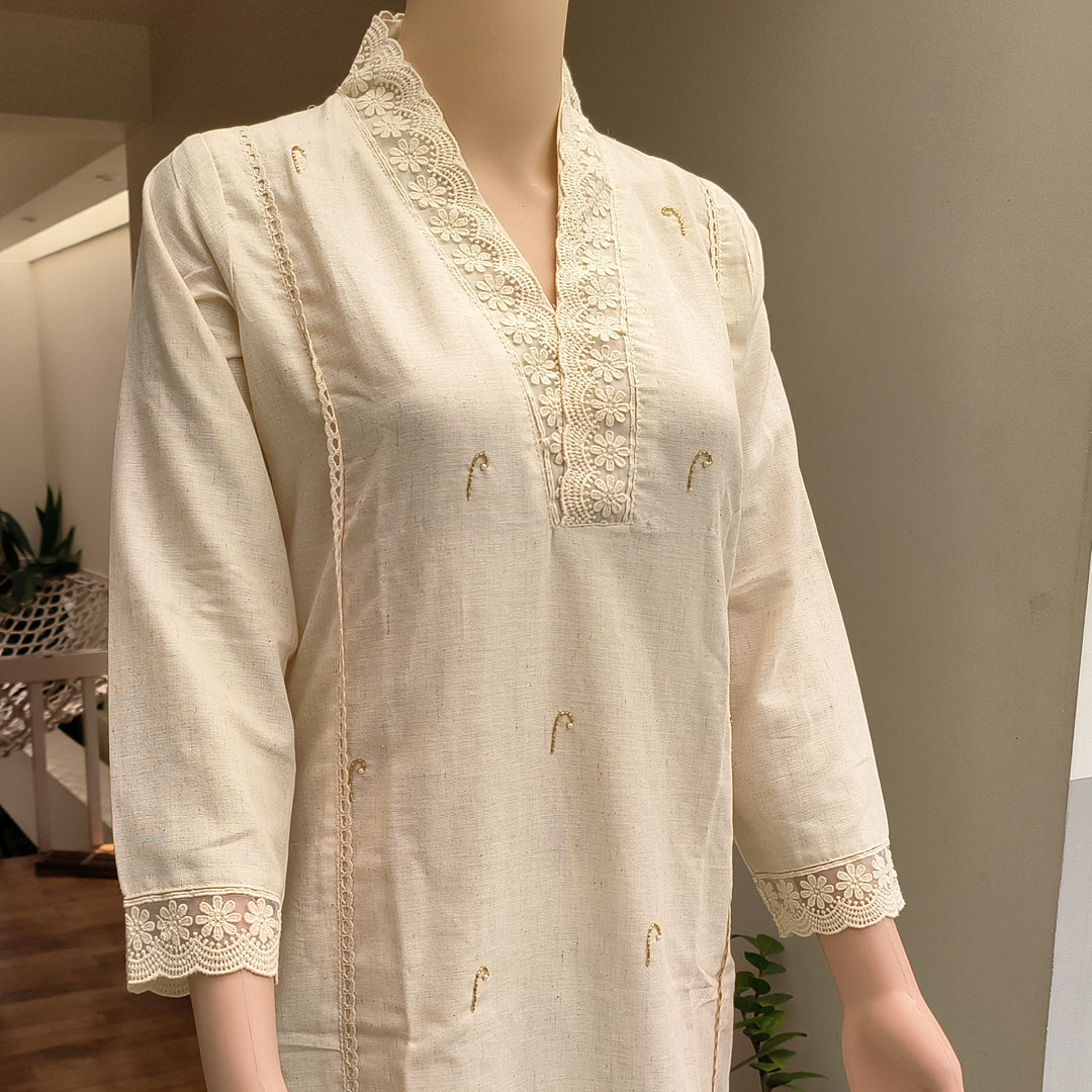 Khadi Cotton Co-ord Set with Sequence Work (2-piece) (Copy)