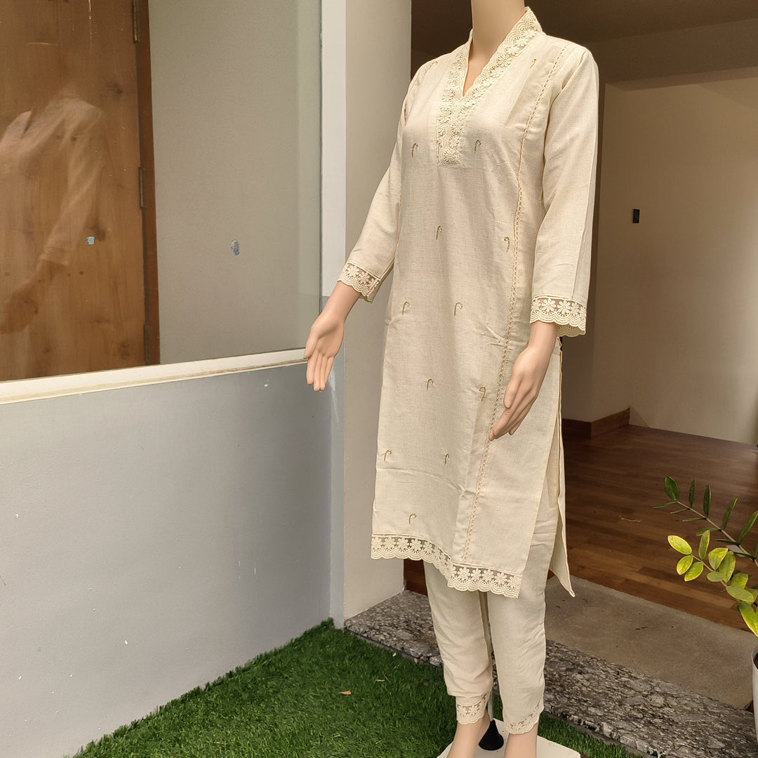 Khadi Cotton Co-ord Set with Sequence Work (2-piece) (Copy)
