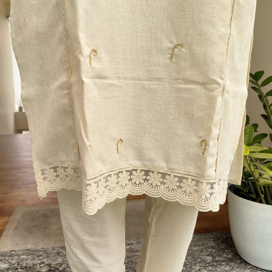 Khadi Cotton Co-ord Set with Sequence Work (2-piece) (Copy)