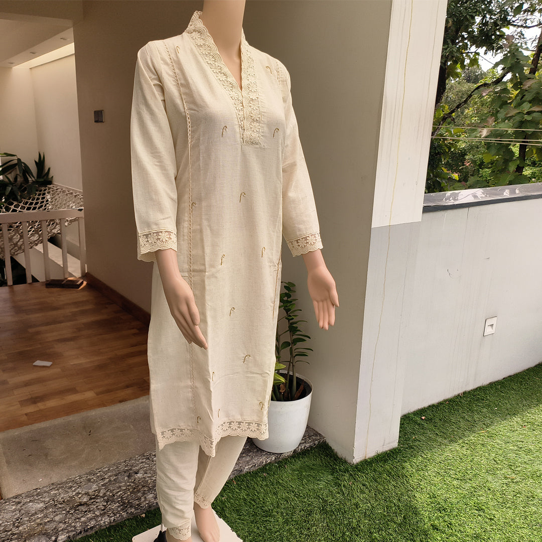 Khadi Cotton Co-ord Set with Sequence Work (2-piece) (Copy)