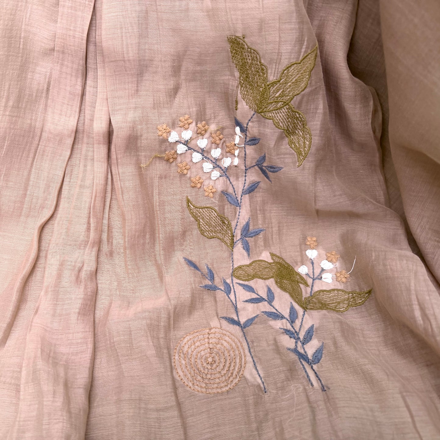 Premium Mal Chanderi Embroidered 3 Piece Set – Soft Elegant Chikku