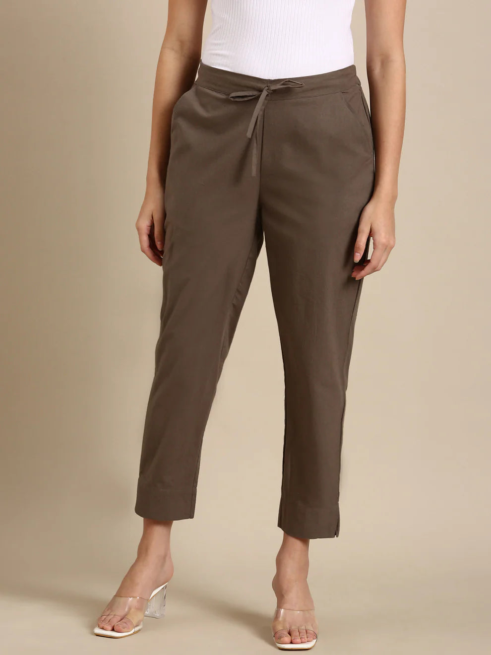 Premium Cotton Classic Fit Pants (Light Grey)