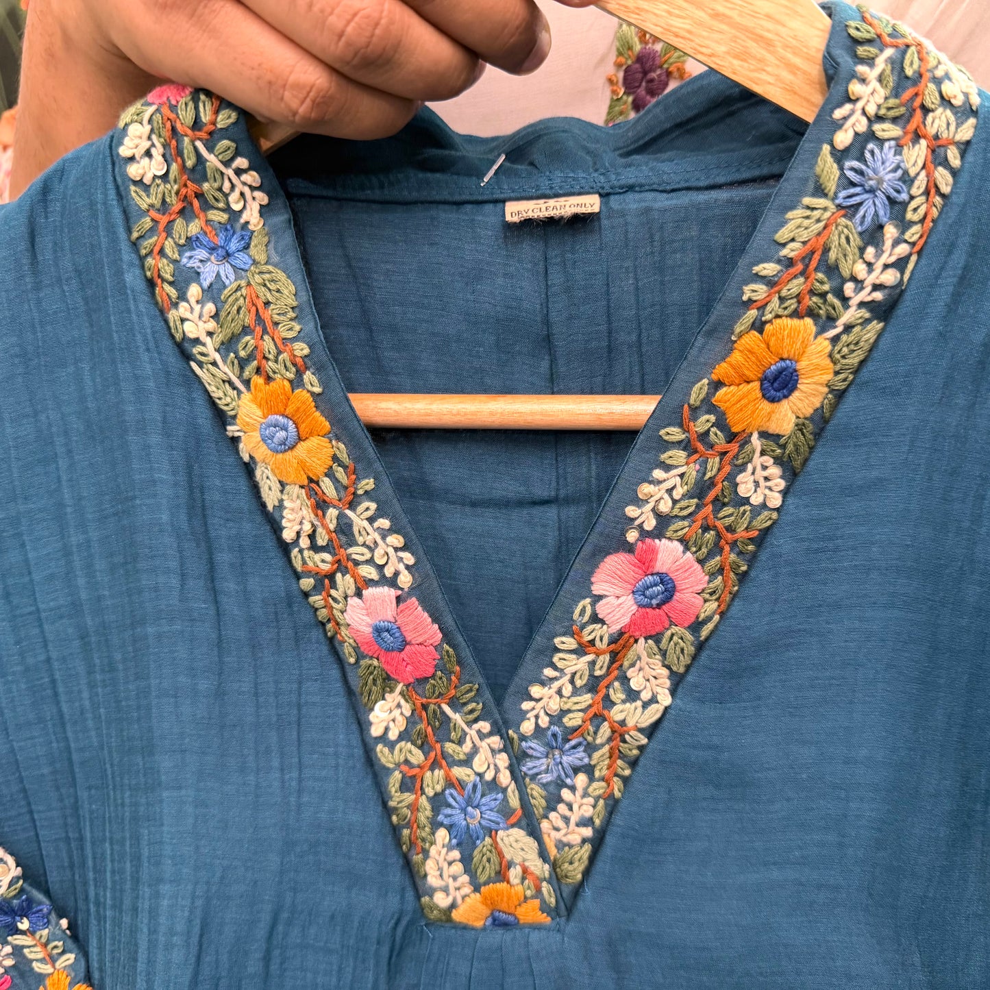 peacock blue Premium Mal Chanderi Heavy Handwork 3 Piece Set – peacock blue