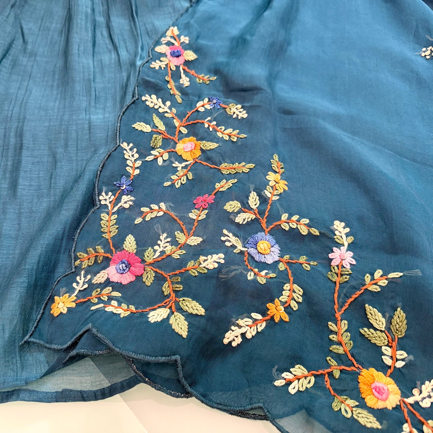 peacock blue Premium Mal Chanderi Heavy Handwork 3 Piece Set – peacock blue