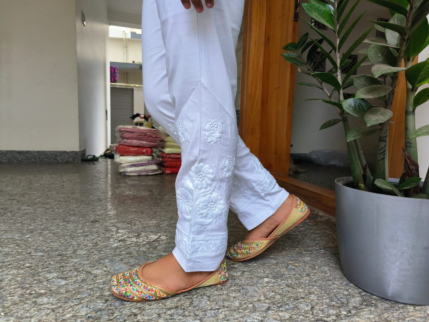 Pure Mull Cotton Chikankari Kurti – Lemon yellow(Top & Bottom)