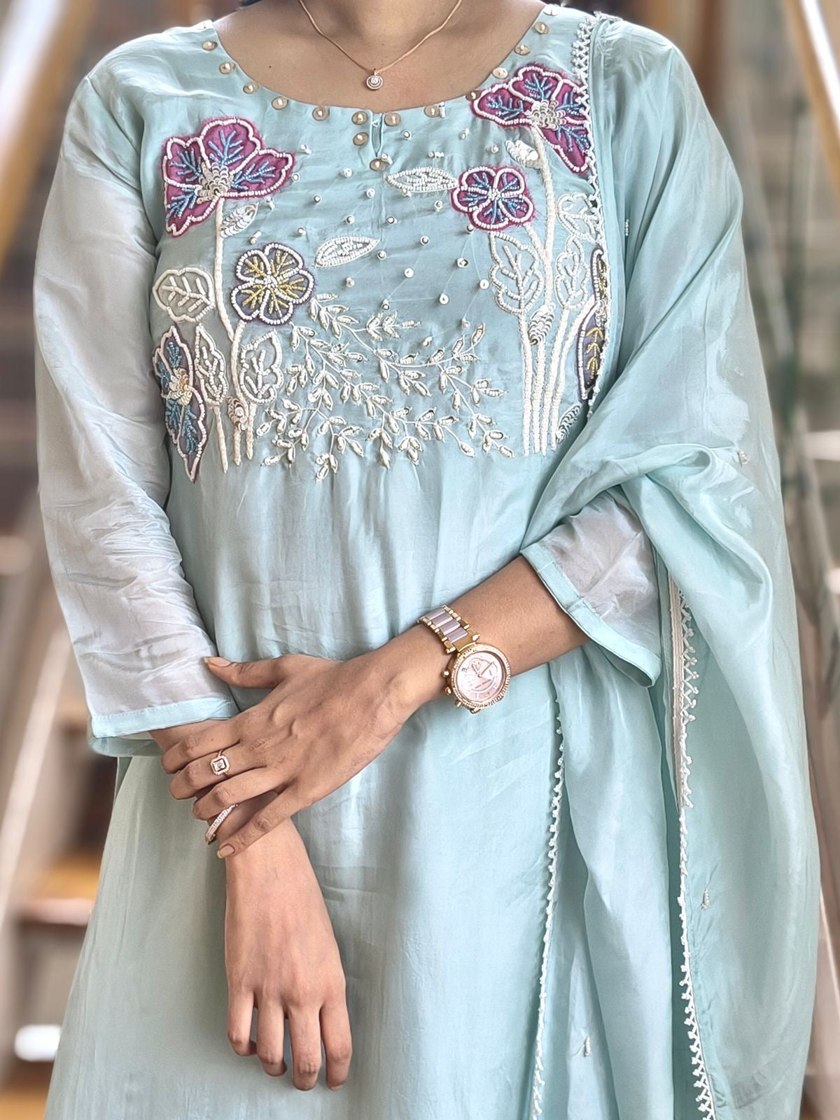 Premium Heavy Organza Embroidered 3-Piece Kurta Set | Designer Kurta, Pant & Dupatta