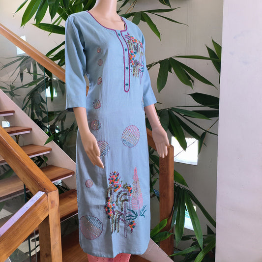 Hand Embroidered Cotton Top - Single Piece