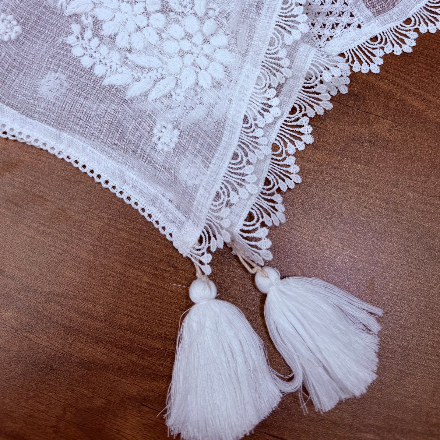 Premium Pure White Net Kota Chikankari Dupatta