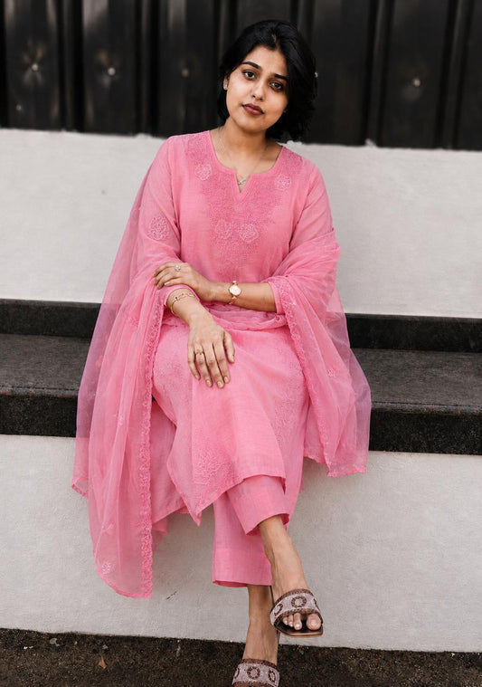Premium French Knot Mull Chanderi Party Wear Suit