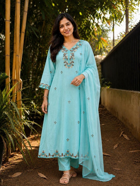 Elegant Mull Chanderi Salwar Suit Set