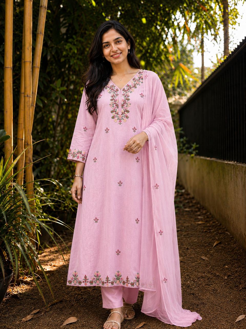 Elegant Mull Chanderi Salwar Suit Set