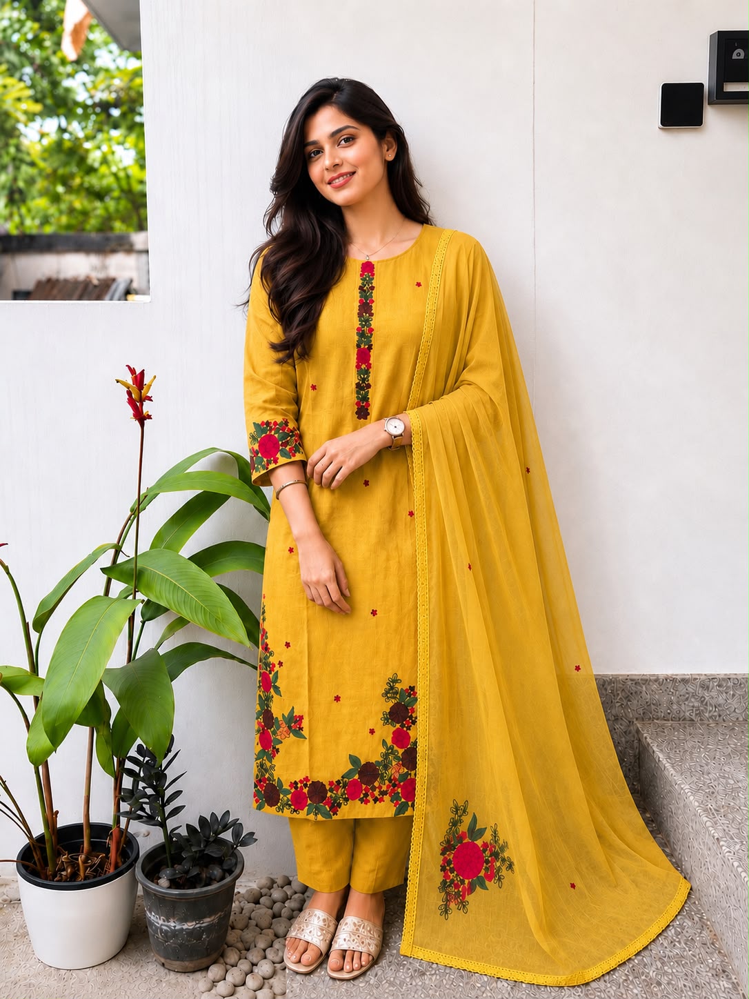 Mulchanderi Appliqué Work Salwar Suit