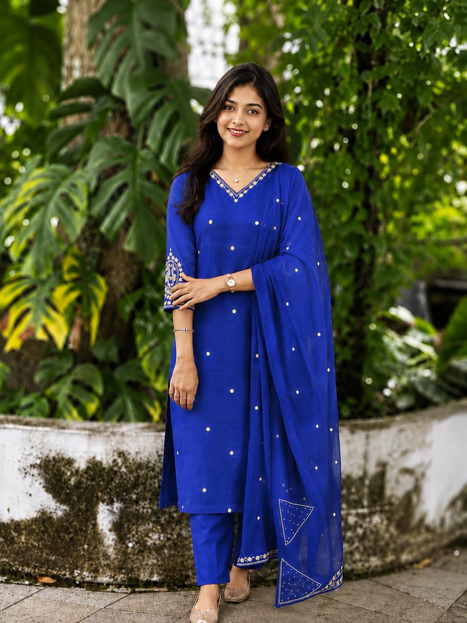 Elegant Russian Silk Salwar Suit