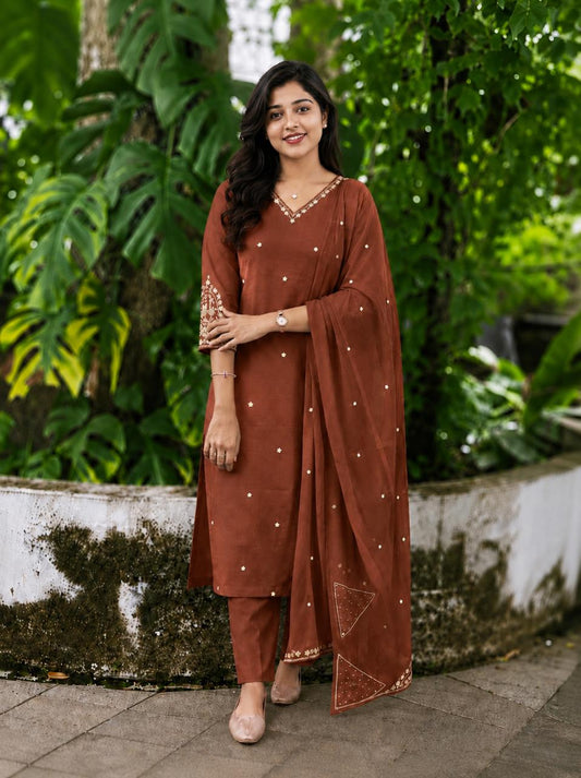 Elegant Russian Silk Salwar Suit