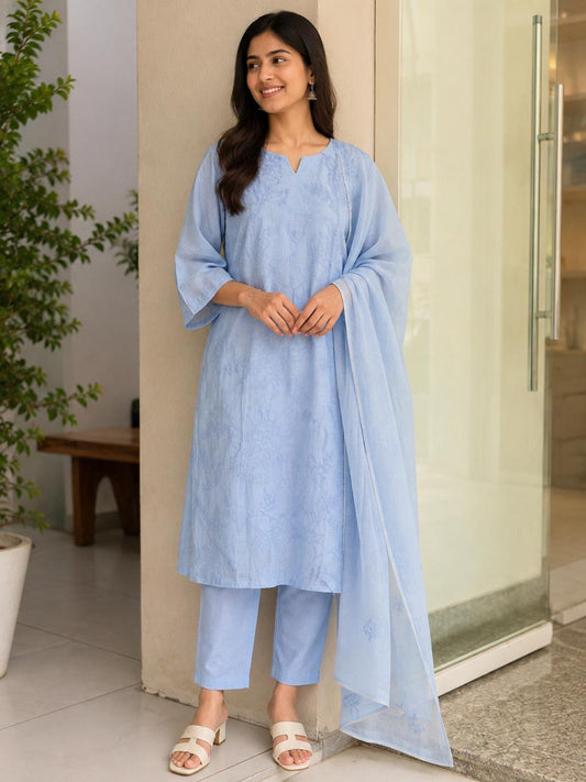 Mull Chanderi French Knot Salwar Suit