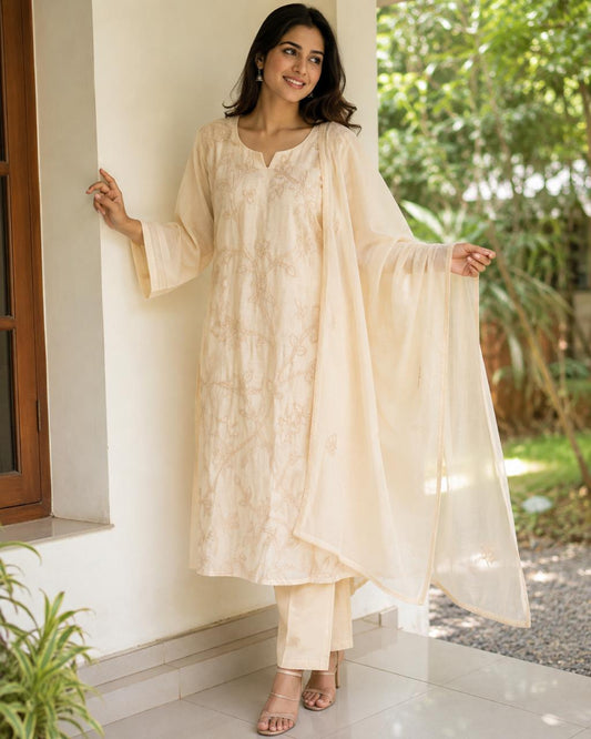 Mull Chanderi French Knot Salwar Suit