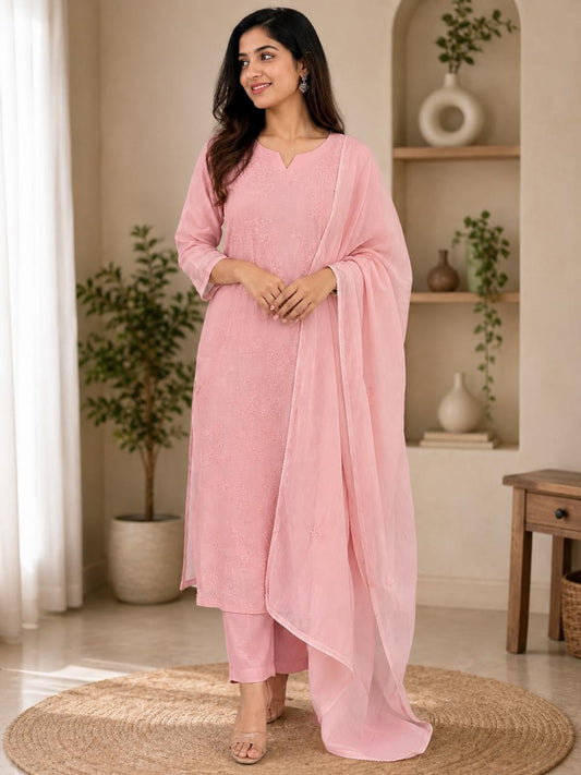 Mull Chanderi French Knot Salwar Suit