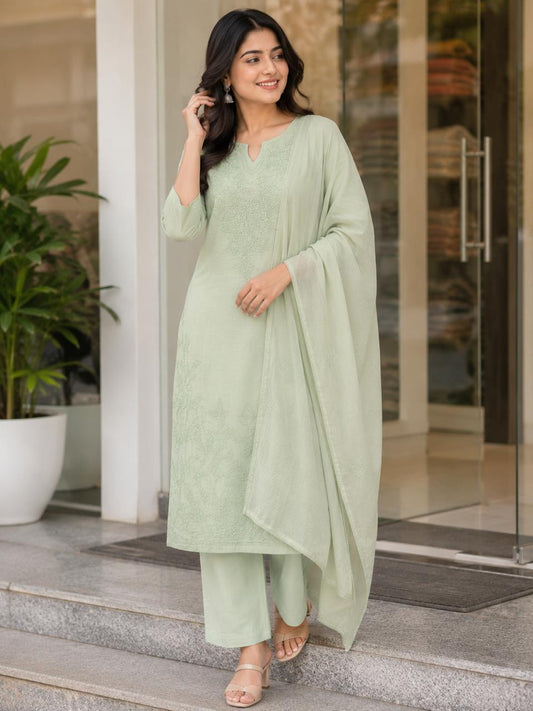Mull Chanderi French Knot Salwar Suit