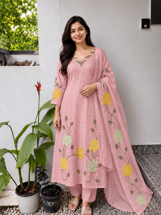 Mull Chanderi Salwar Suit