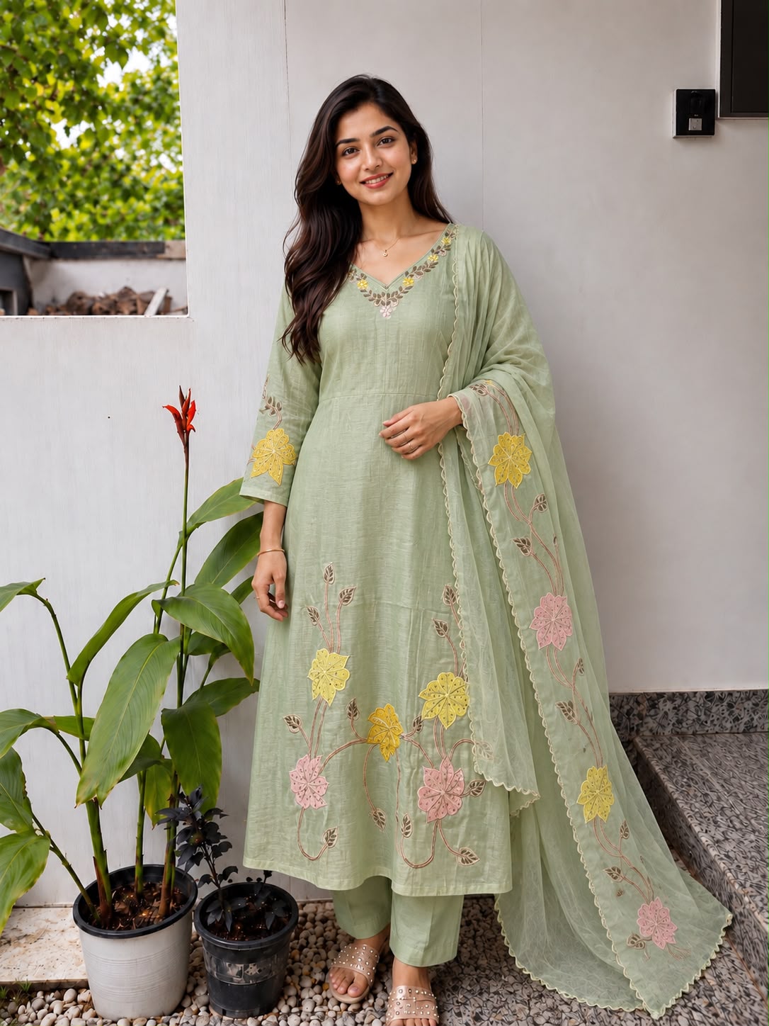 Mull Chanderi Salwar Suit