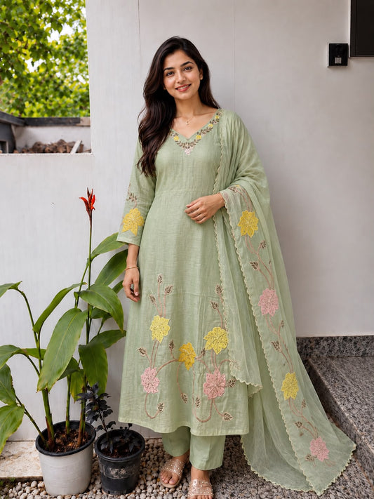 Mull Chanderi Salwar Suit