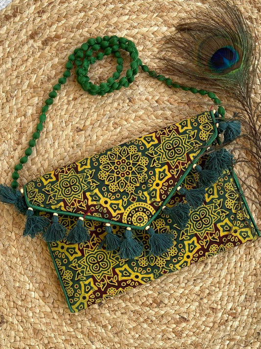 Handcrafted Ajrak Bag Green